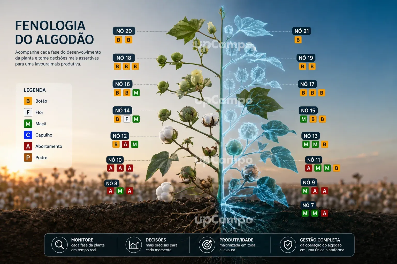 Tela de fenologia da lavoura no portal da upCampo