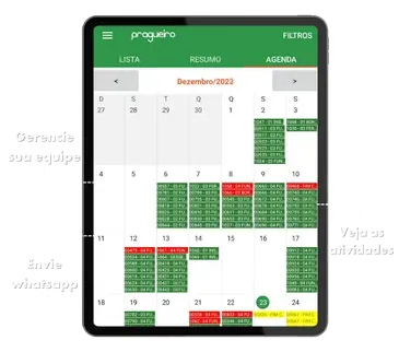 Calendário de atividades da fazenda no aplicativo da upCampo