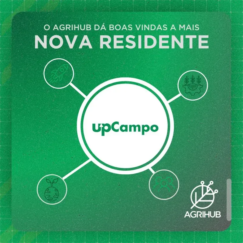 Arte de AgriHub dando la bienvenida a upCampo como nueva residente
