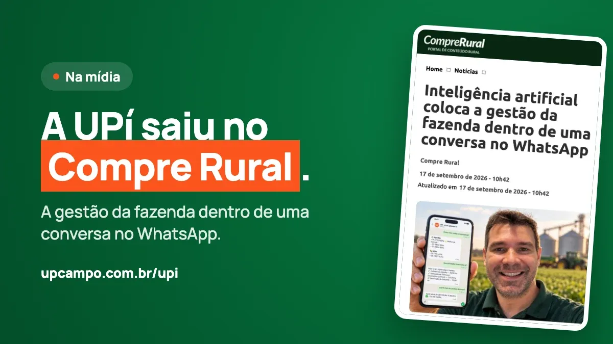 Topo da matéria do Compre Rural sobre a UPí, ao lado do título A UPí saiu no Compre Rural